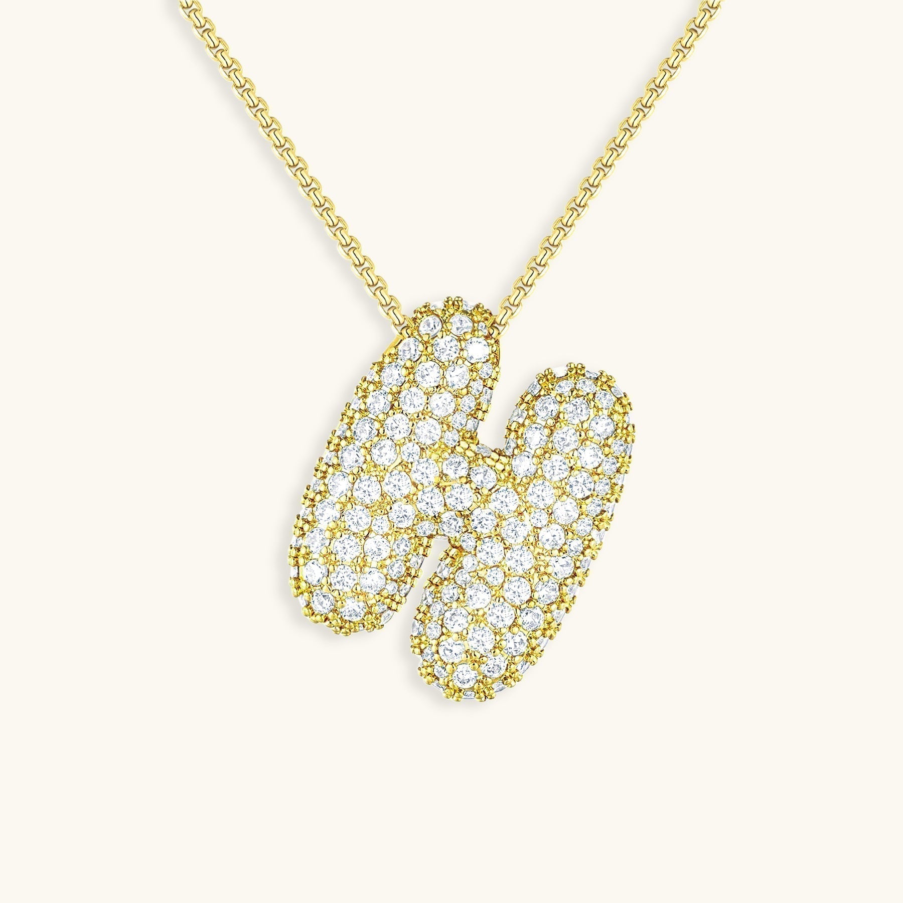 Navnesmykke Bubble med diamant | 18k Guld