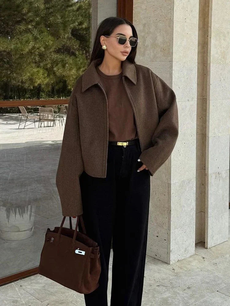 Margaret™ | Elegant Brown Wool Jacket