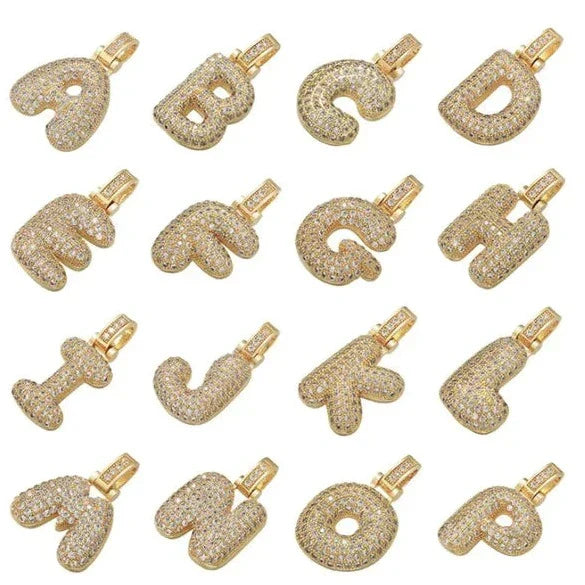 Pave Bubble Halskæde med Initialer | 18k Guld