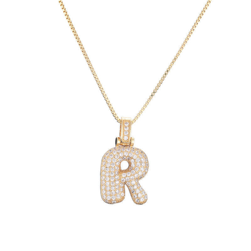 Pave Bubble Halskæde med Initialer | 18k Guld
