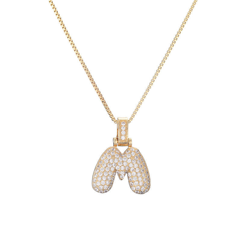 Pave Bubble Halskæde med Initialer | 18k Guld