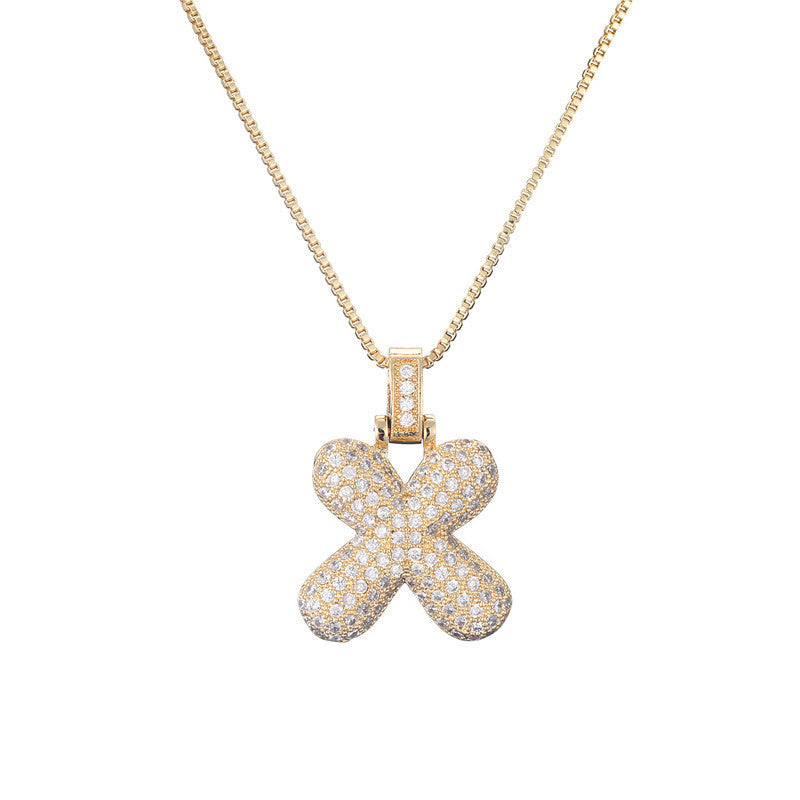 Pave Bubble Halskæde med Initialer | 18k Guld