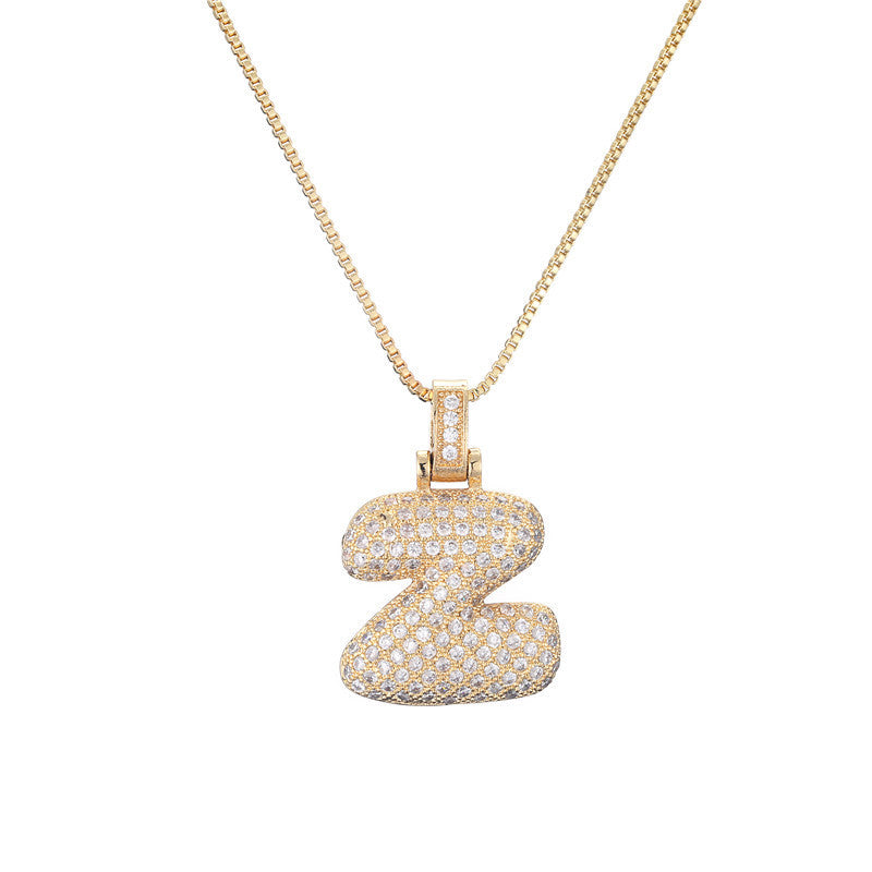 Pave Bubble Halskæde med Initialer | 18k Guld