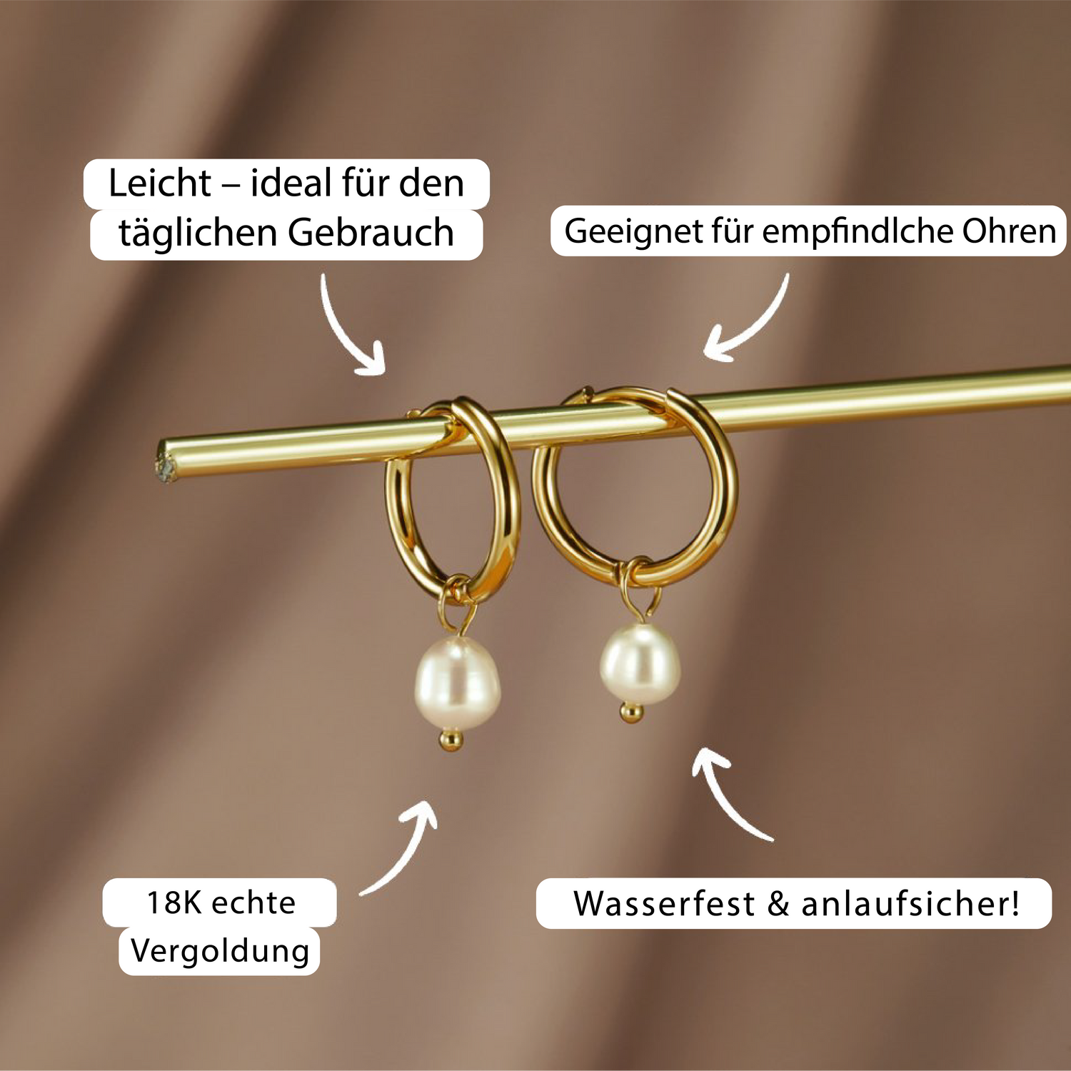 Bella earrings with freshwater pearls | Gold 18k
