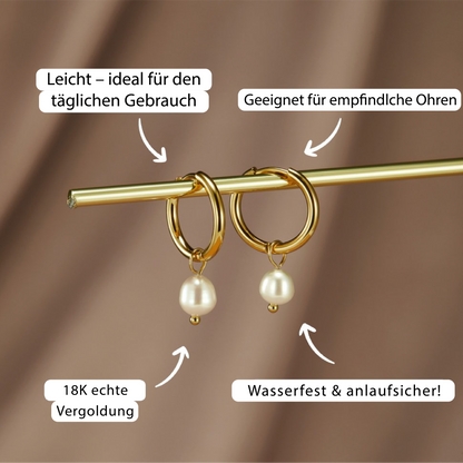 Bella earrings with freshwater pearls | Gold 18k