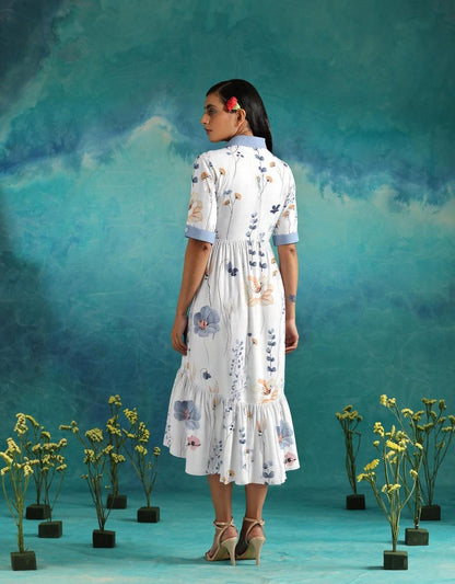 Elvienne | Frisk Maxi-kjole med Print &amp; Krave