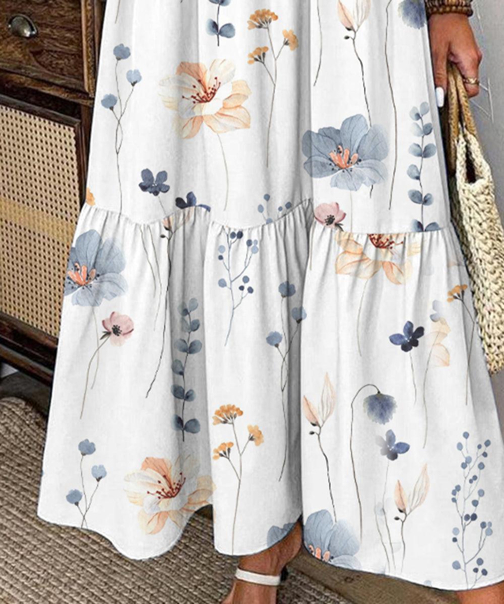 Elvienne | Frisk Maxi-kjole med Print &amp; Krave