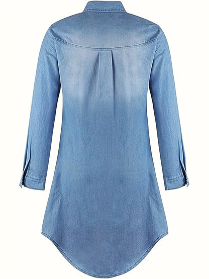 Tess | Denim Midi Kjole med Knaplukning