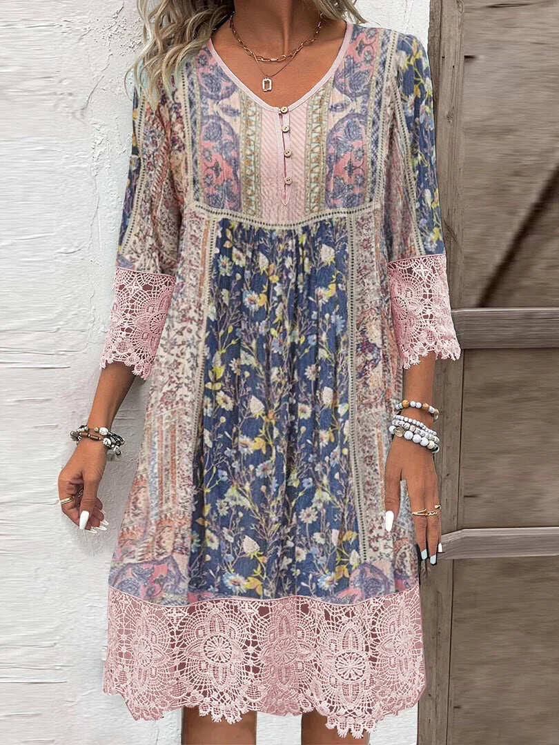 Mirabel | Boho Kjole med Blonder