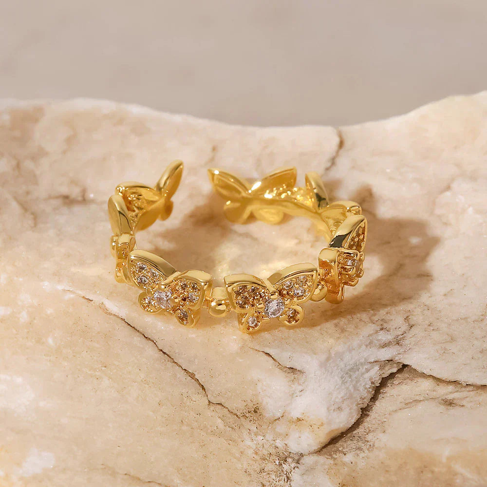 Smykkering Sommerfugl | 18k Guld