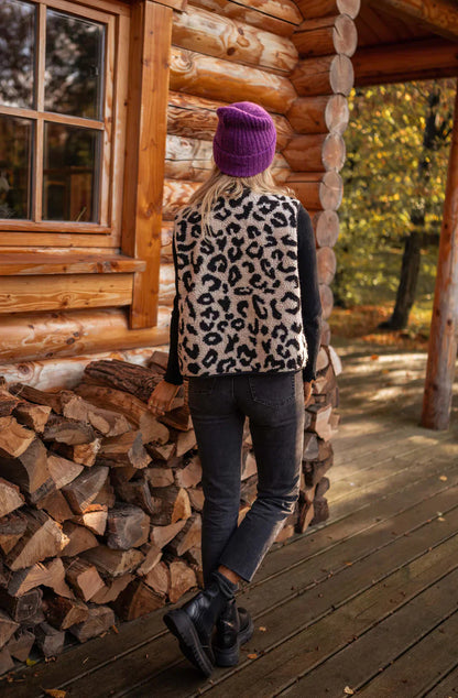 Ida | Leopard strikket vest