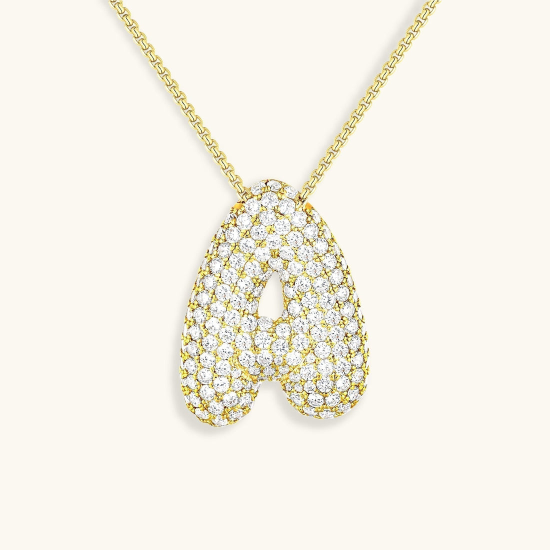 Navnesmykke Bubble med diamant | 18k Guld