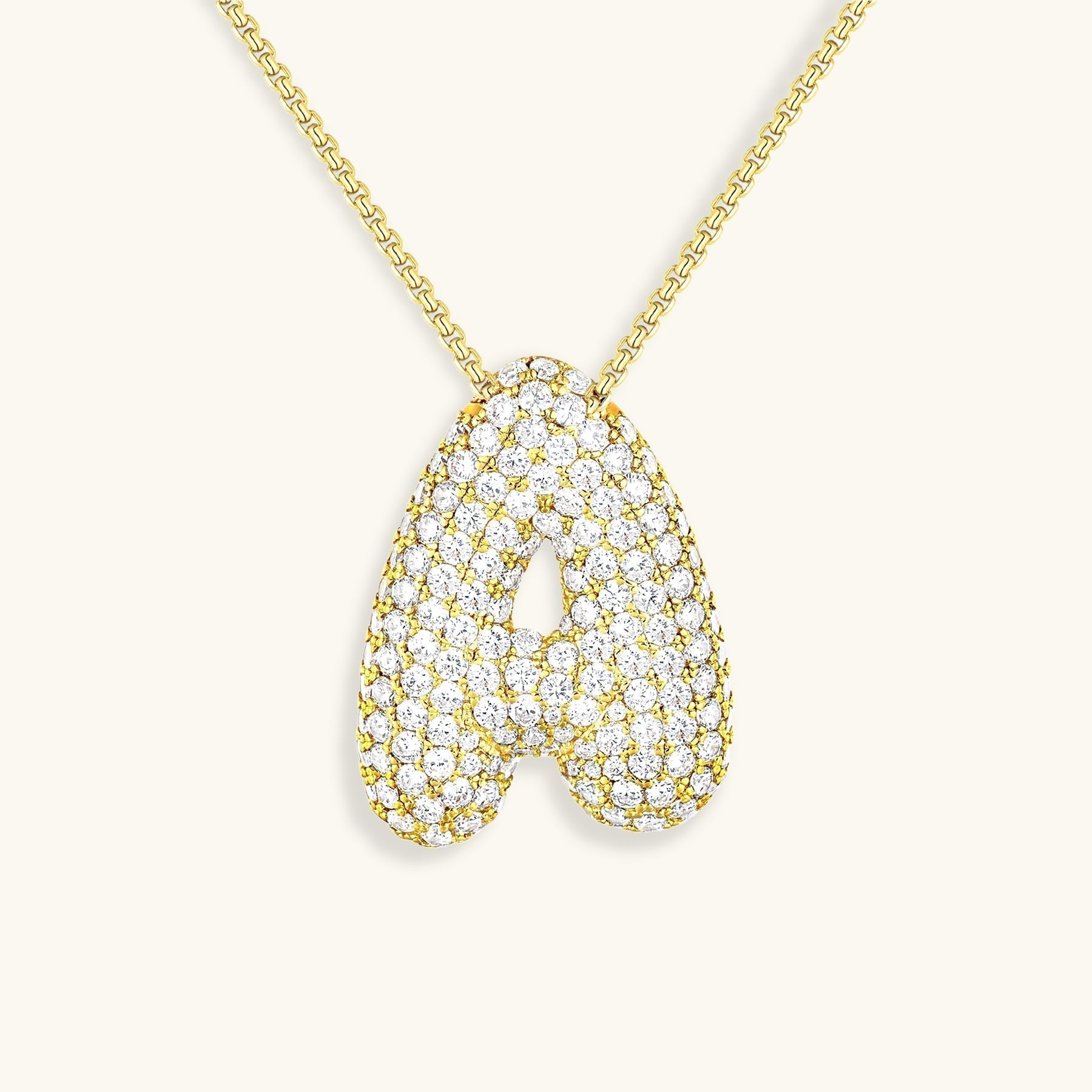 Navnesmykke Bubble med diamant | 18k Guld