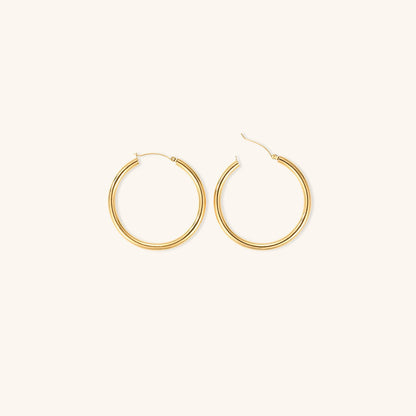 Elegante brede runde øreringe | 18k guld