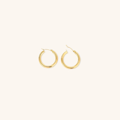 Elegante brede runde øreringe | 18k guld