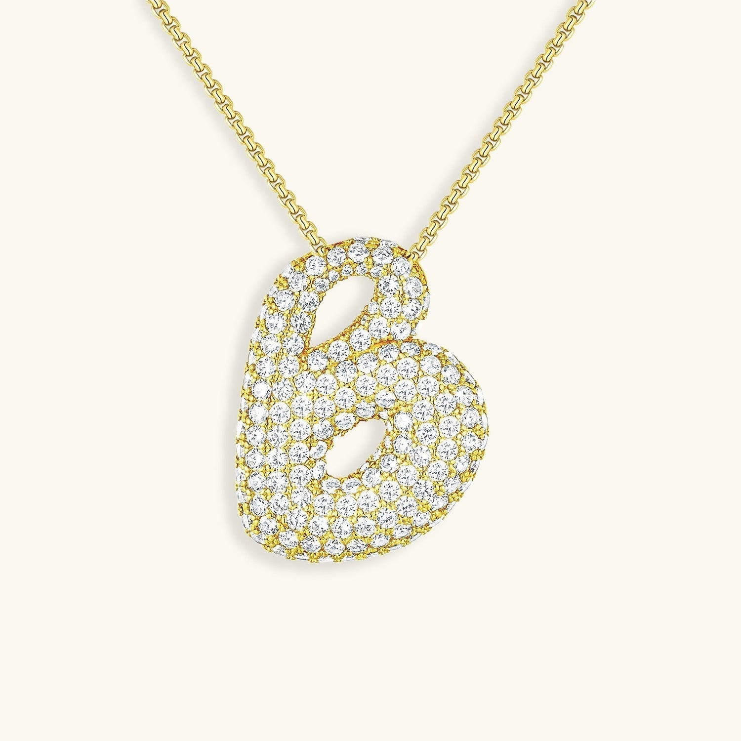 Navnesmykke Bubble med diamant | 18k Guld