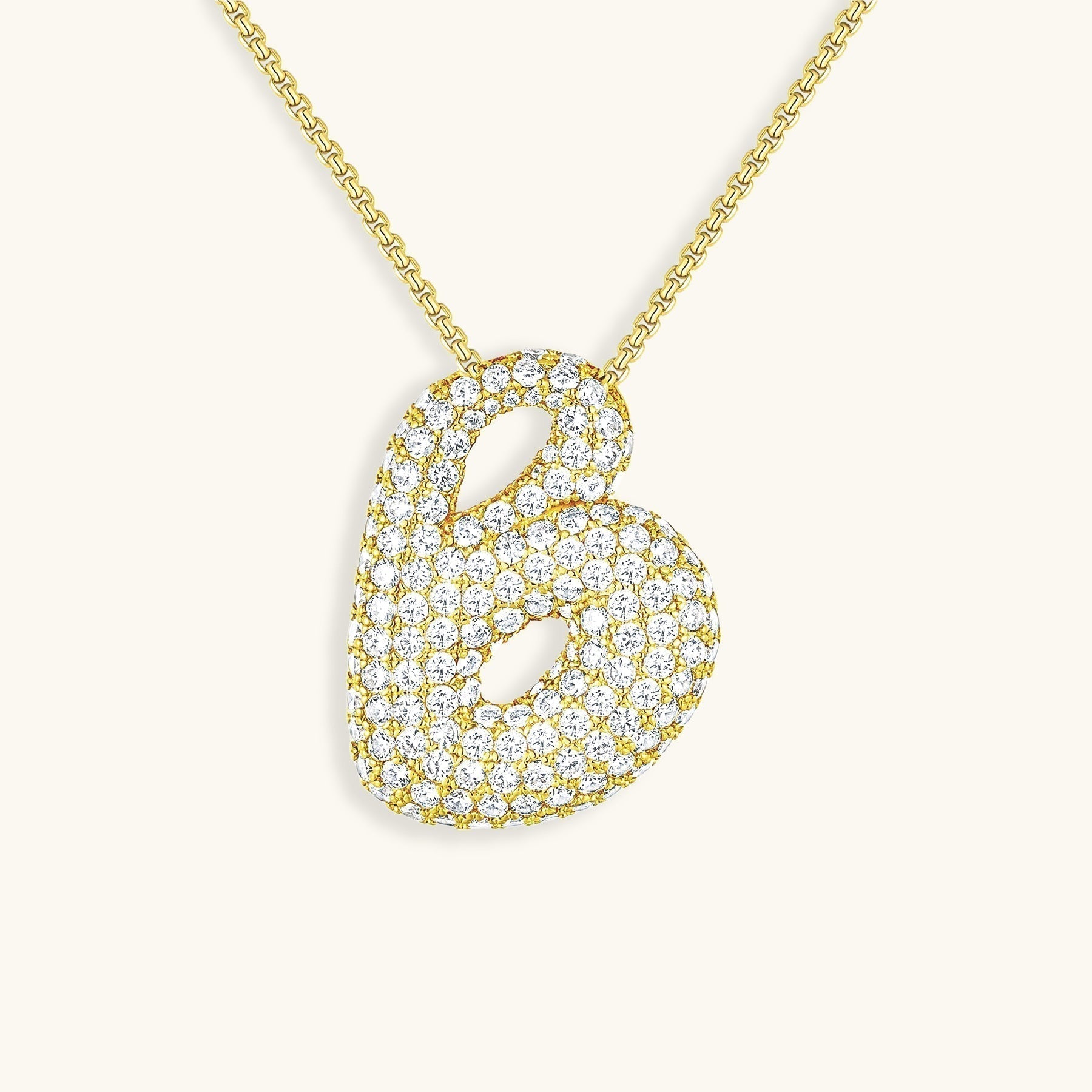 Navnesmykke Bubble med diamant | 18k Guld