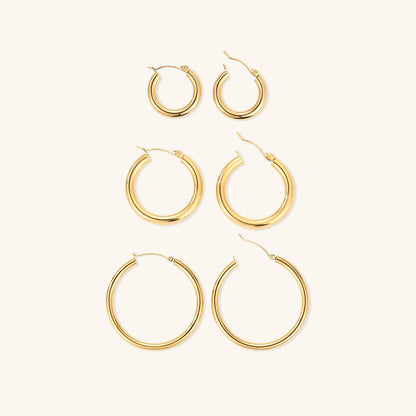 Elegante brede runde øreringe | 18k guld
