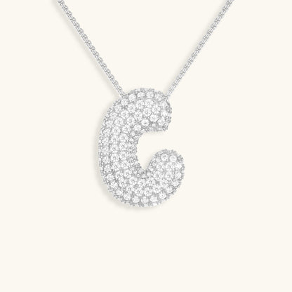 Navnesmykke Bubble med diamant | 18k Guld