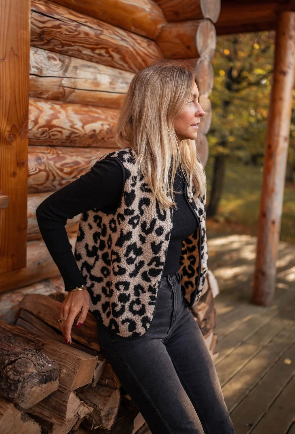 Ida | Leopard strikket vest