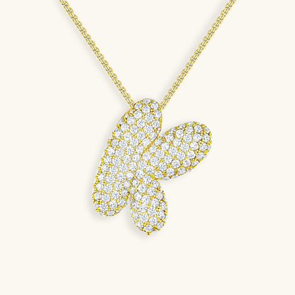 Navnesmykke Bubble med diamant | 18k Guld