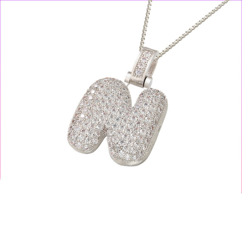 Pave Bubble Halskæde med Initialer | 18k Guld