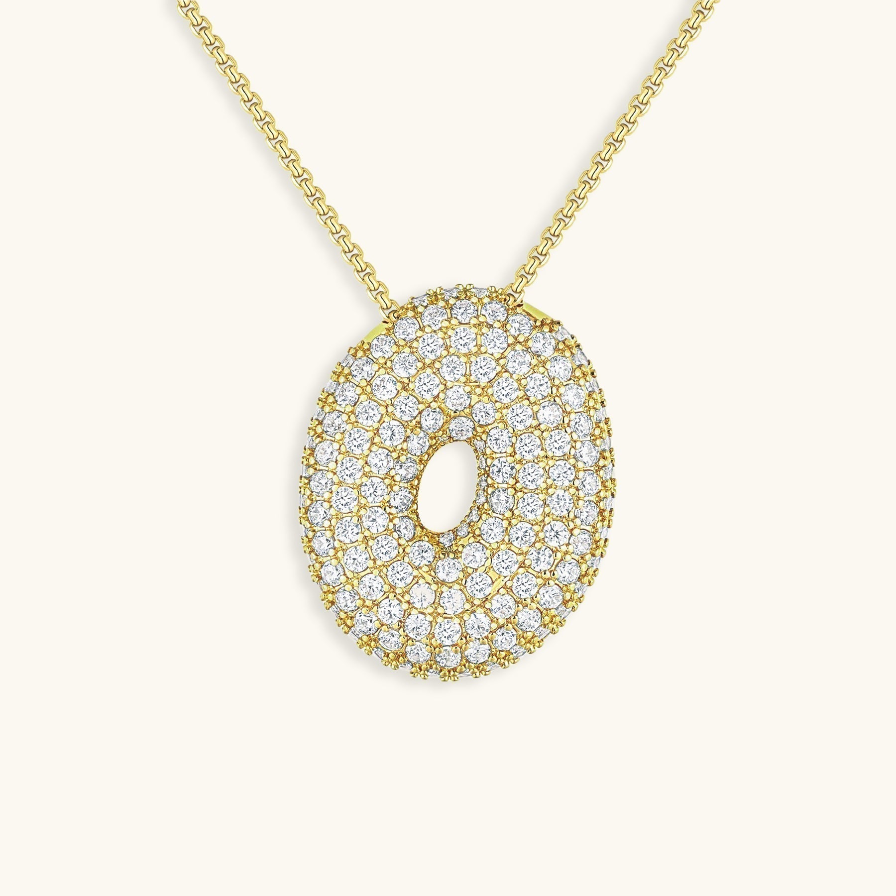 Navnesmykke Bubble med diamant | 18k Guld