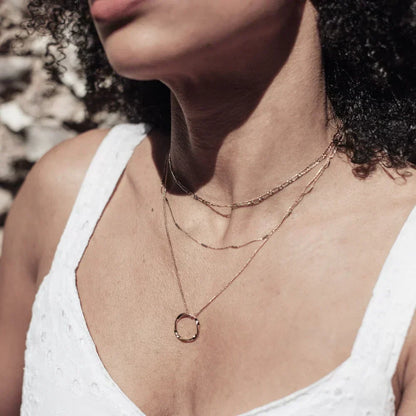Open circle three-row necklace | Gold 18k