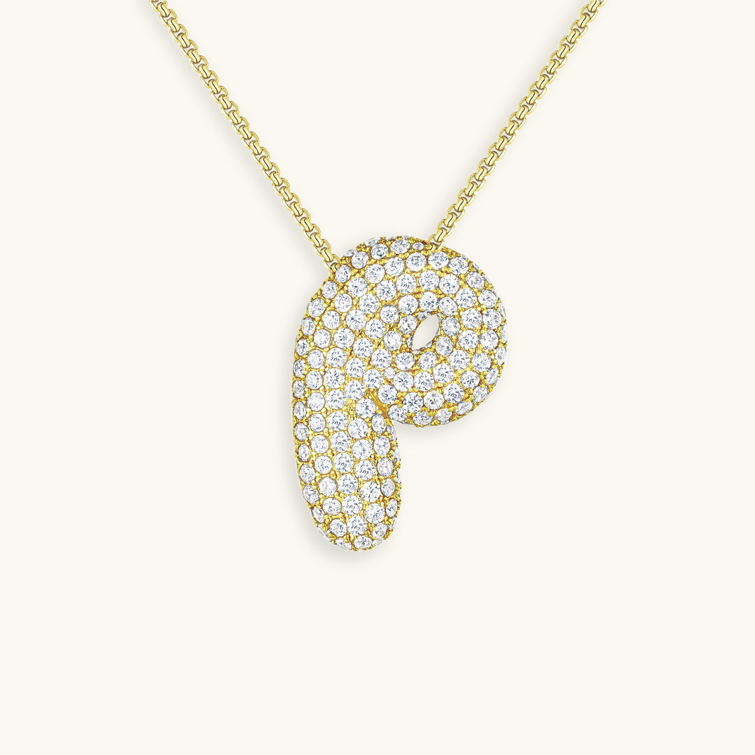 Navnesmykke Bubble med diamant | 18k Guld