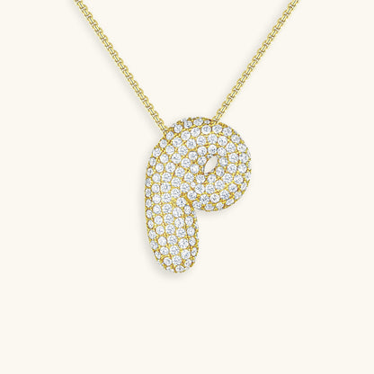 Navnesmykke Bubble med diamant | 18k Guld