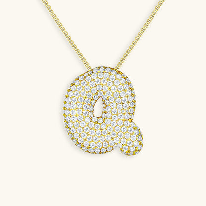 Navnesmykke Bubble med diamant | 18k Guld