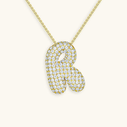 Navnesmykke Bubble med diamant | 18k Guld