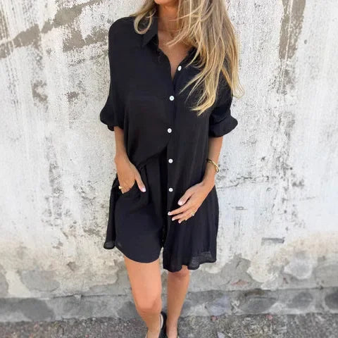 Nora™ | Casual sæt med bluse &amp; shorts