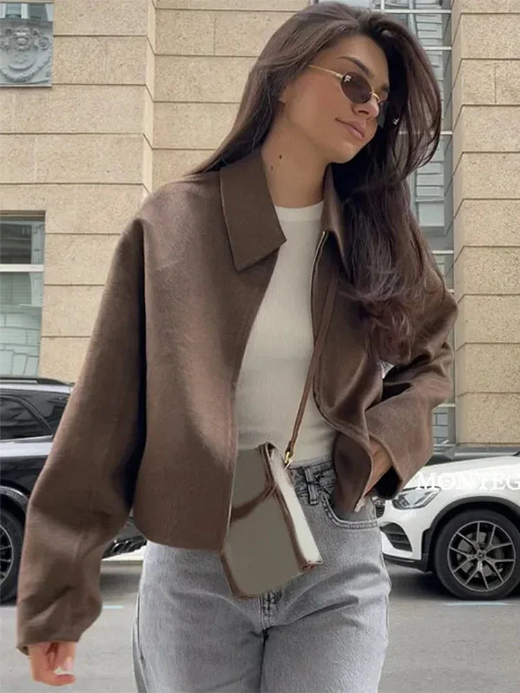 Margaret™ | Elegant Brown Wool Jacket