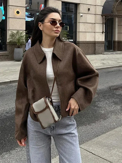 Margaret™ | Elegant Brown Wool Jacket