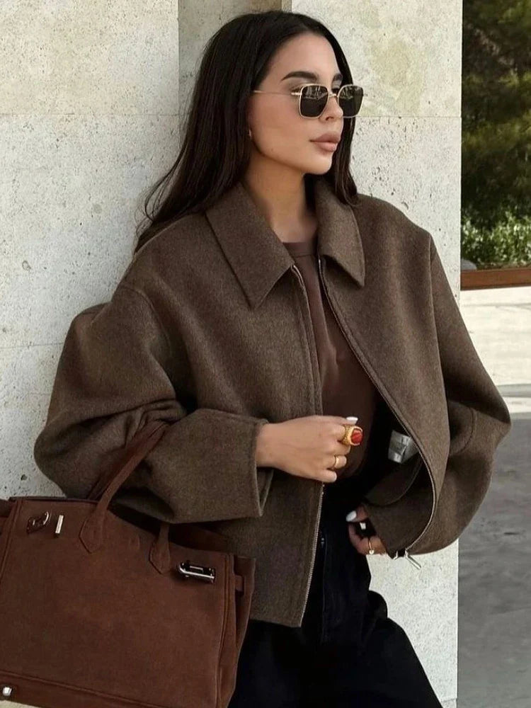 Margaret™ | Elegant Brown Wool Jacket