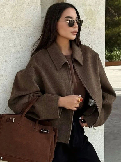 Margaret™ | Elegant Brown Wool Jacket