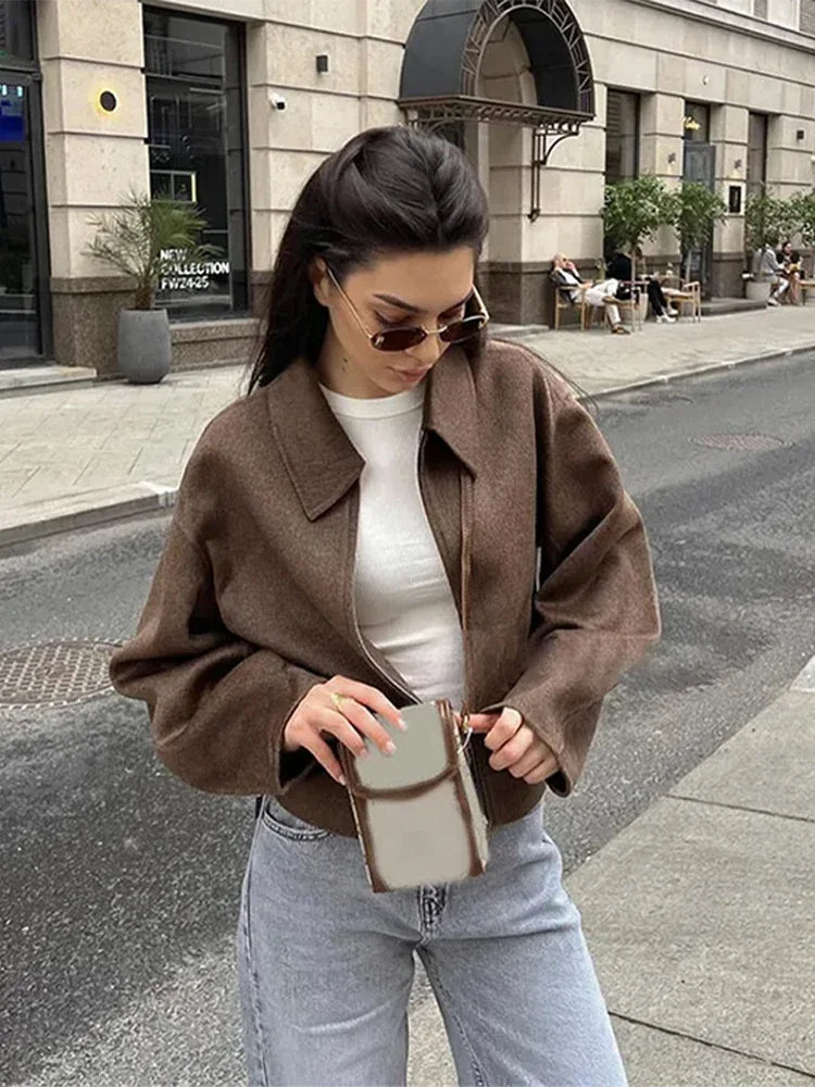 Margaret™ | Elegant Brown Wool Jacket