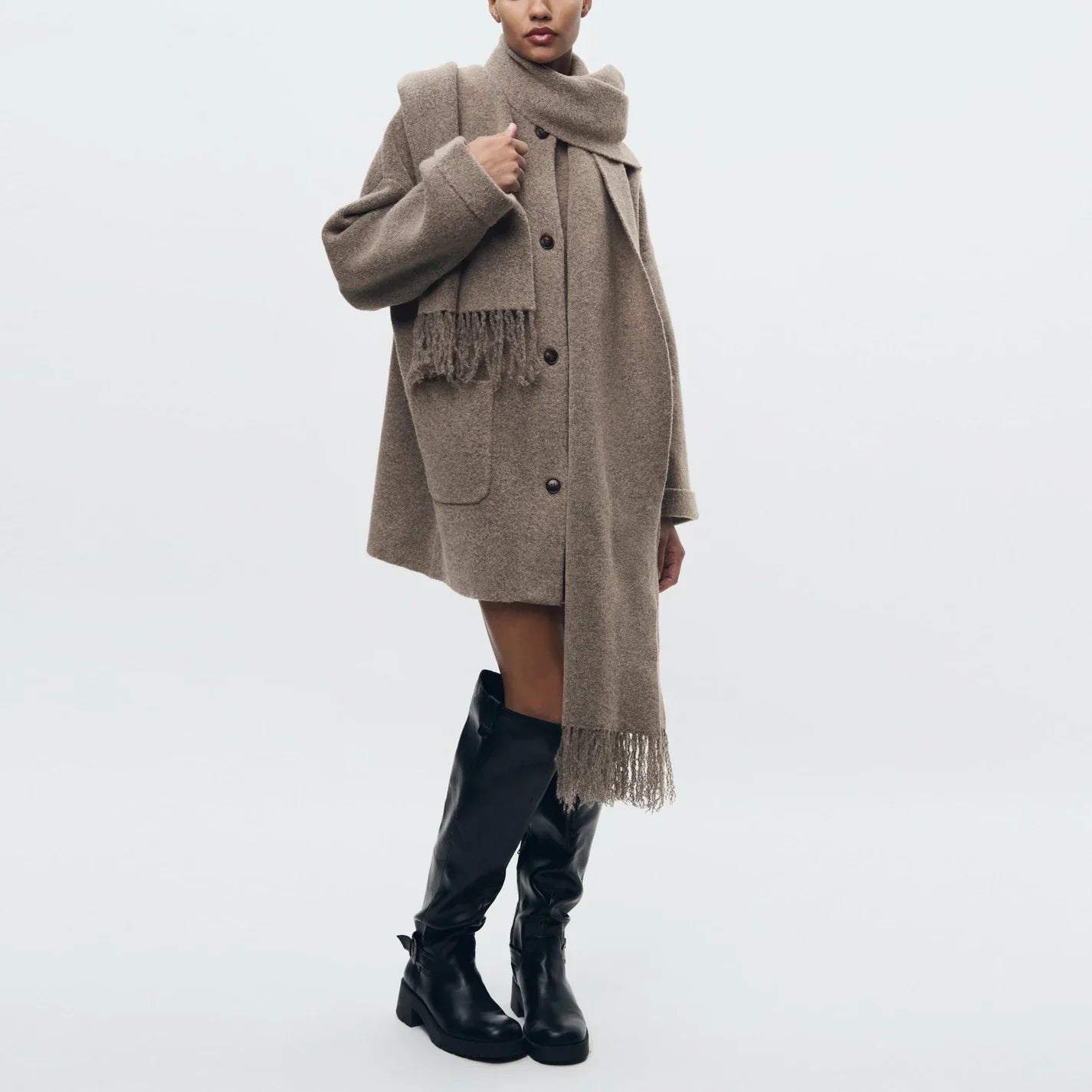 Abigail™ | Strikket Cardigan med Tørklæde