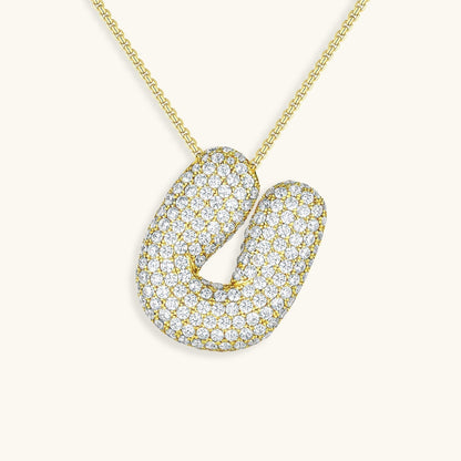Navnesmykke Bubble med diamant | 18k Guld