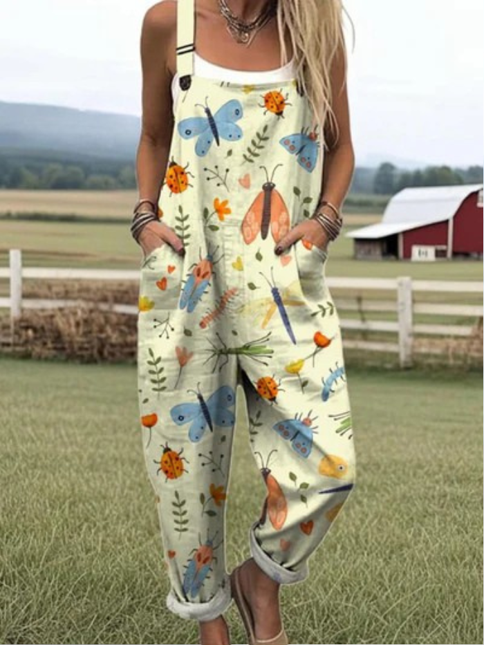 Clomet jumpsuit med sjovt insektmønster