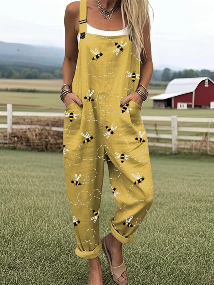 Clomet | Jumpsuit med broderimønster af flyvende bier
