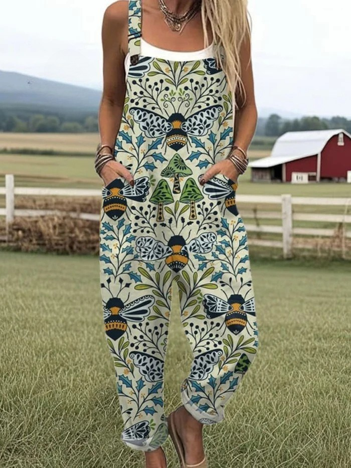 Clomet | Jumpsuit med broderimønster af flyvende bier