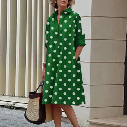 Clara | Retro Midi-Kjole med Krave og Elegant A-Linje