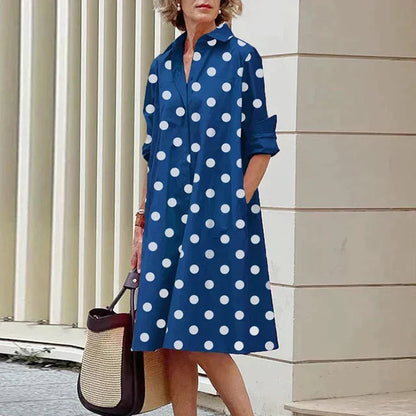 Clara | Retro Midi-Kjole med Krave og Elegant A-Linje