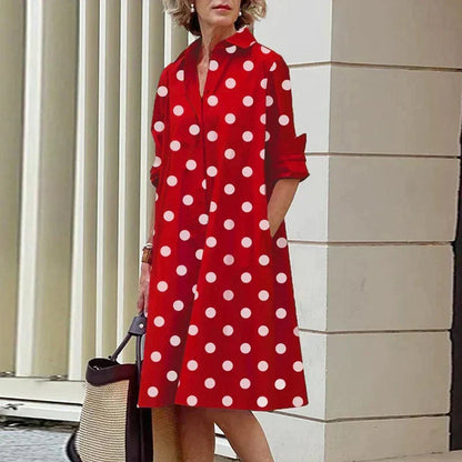 Clara | Retro Midi-Kjole med Krave og Elegant A-Linje