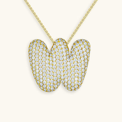 Navnesmykke Bubble med diamant | 18k Guld