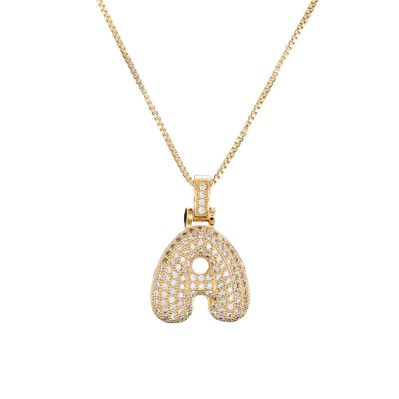 Pave Bubble Halskæde med Initialer | 18k Guld