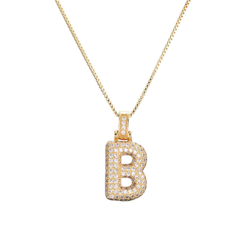 Pave Bubble Halskæde med Initialer | 18k Guld