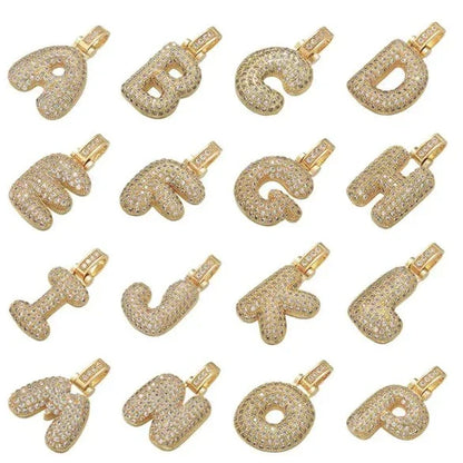 Pave Bubble Halskæde med Initialer | 18k Guld